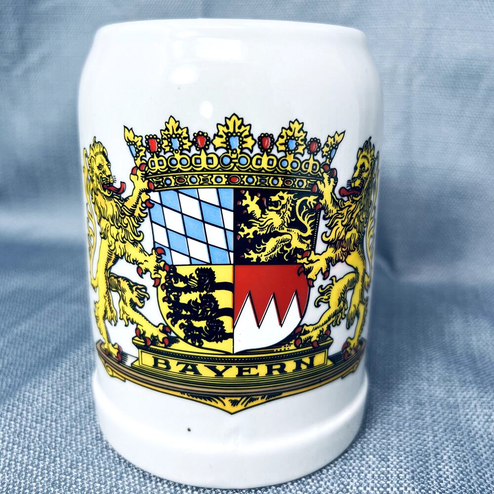 VTG Stoneware Stein Mug Cup Bayern Bavaria Beer Royal Crown Munich Germany BWM